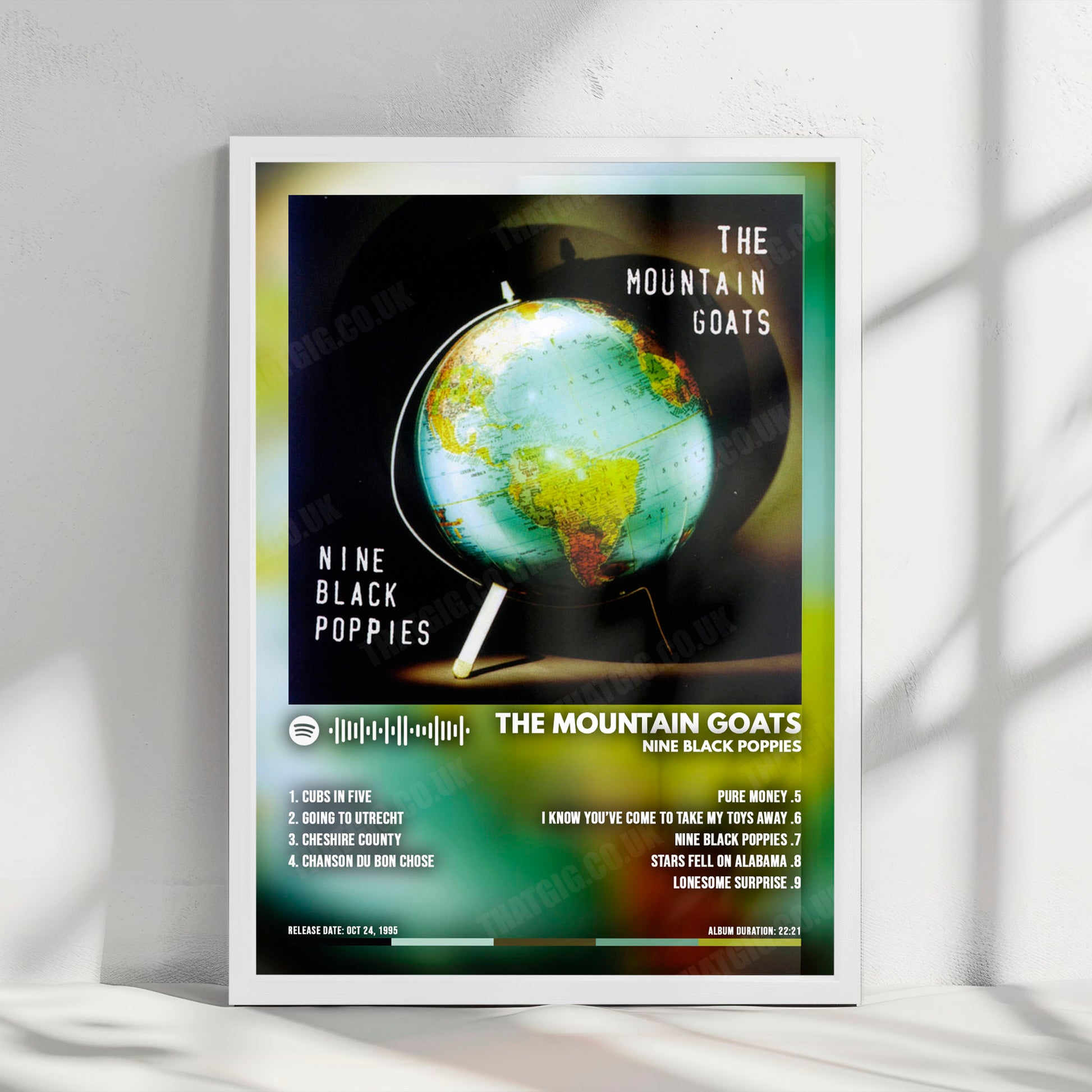 Mountain Goats "Nine Black Poppies" Album Cover Poster - with Complete Tracklist