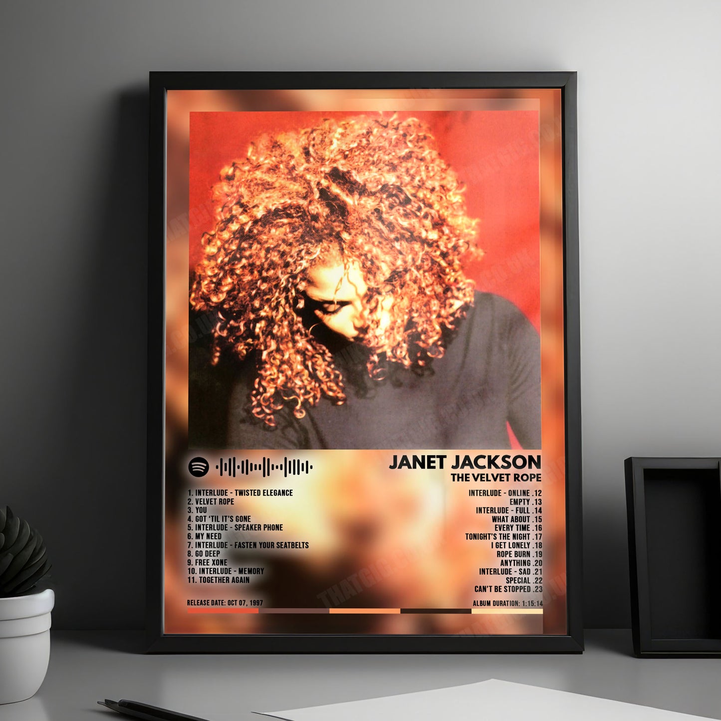 Janet Jackson "The Velvet Rope" Album Cover Poster - with Complete Tracklist