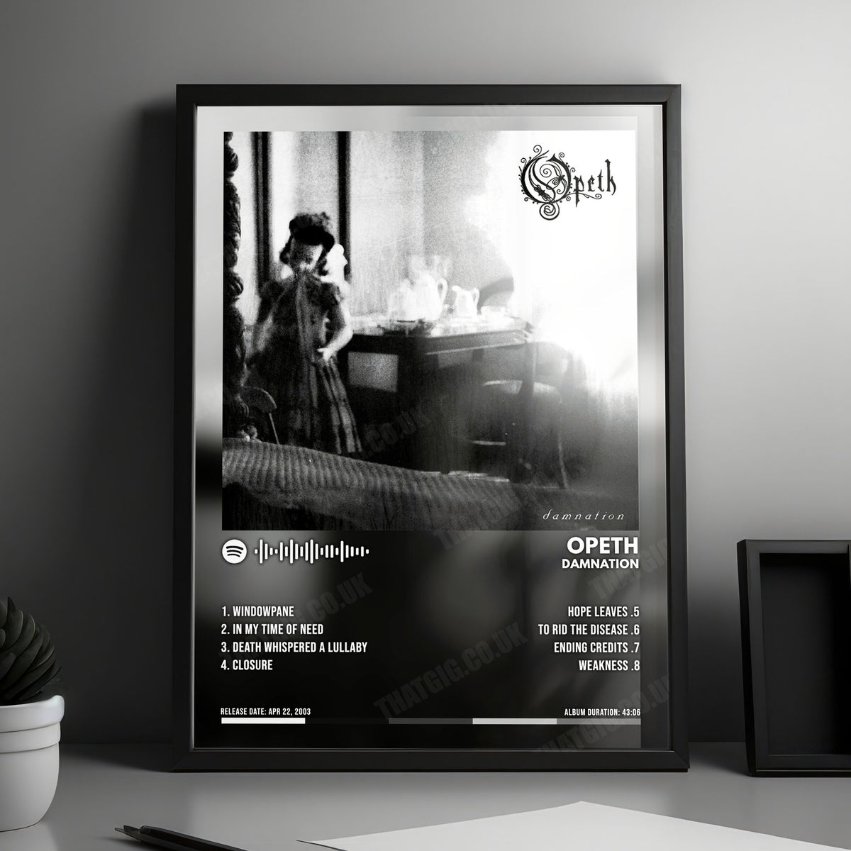 Opeth "Damnation" Album Cover Poster - with Complete Tracklist