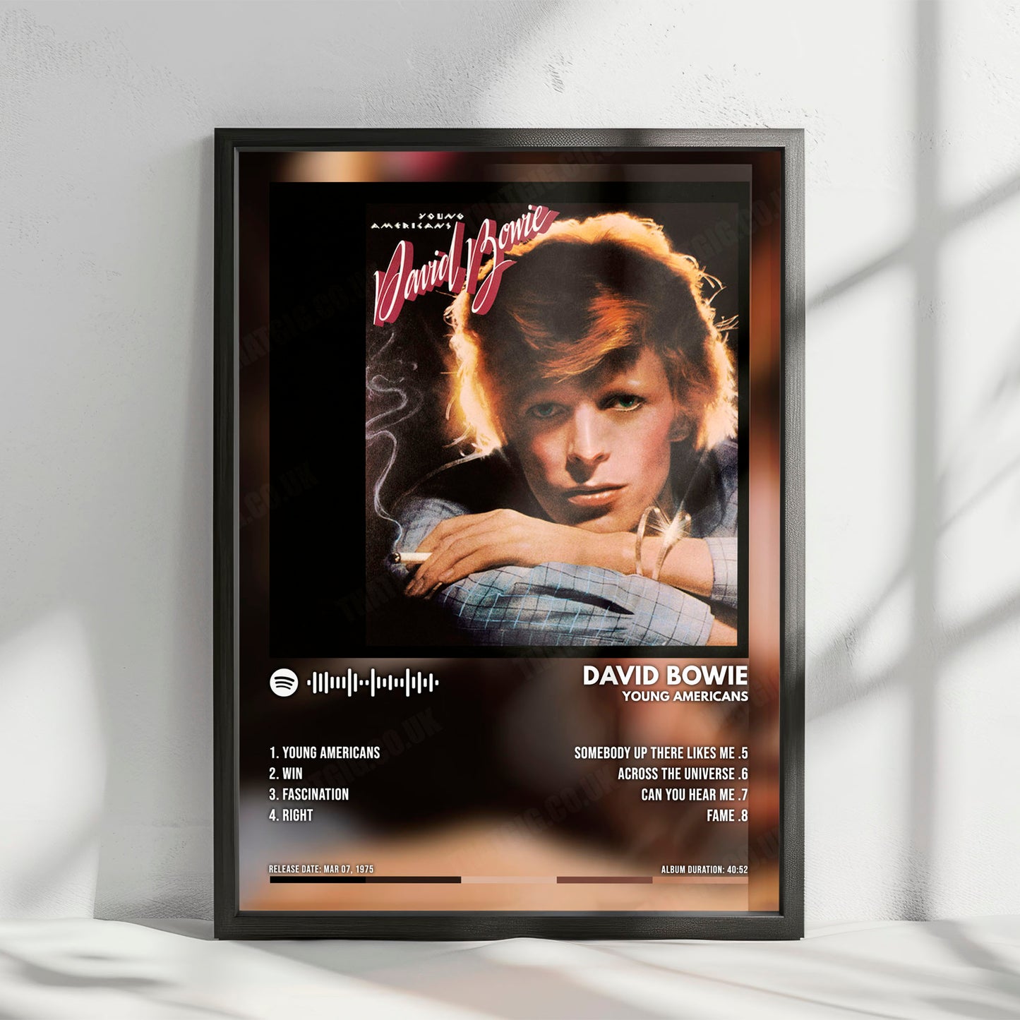 David Bowie "Young Americans" Album Cover Poster - with Complete Tracklist