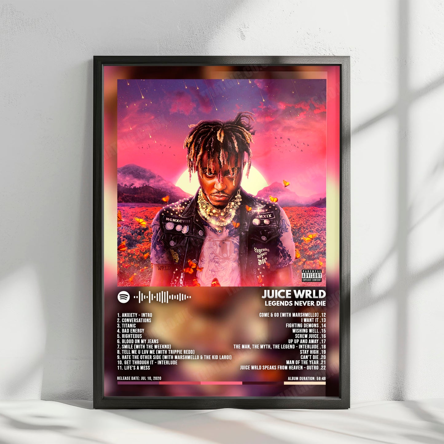 Juice WRLD "Legends Never Die" Album Cover Poster - with Complete Tracklist