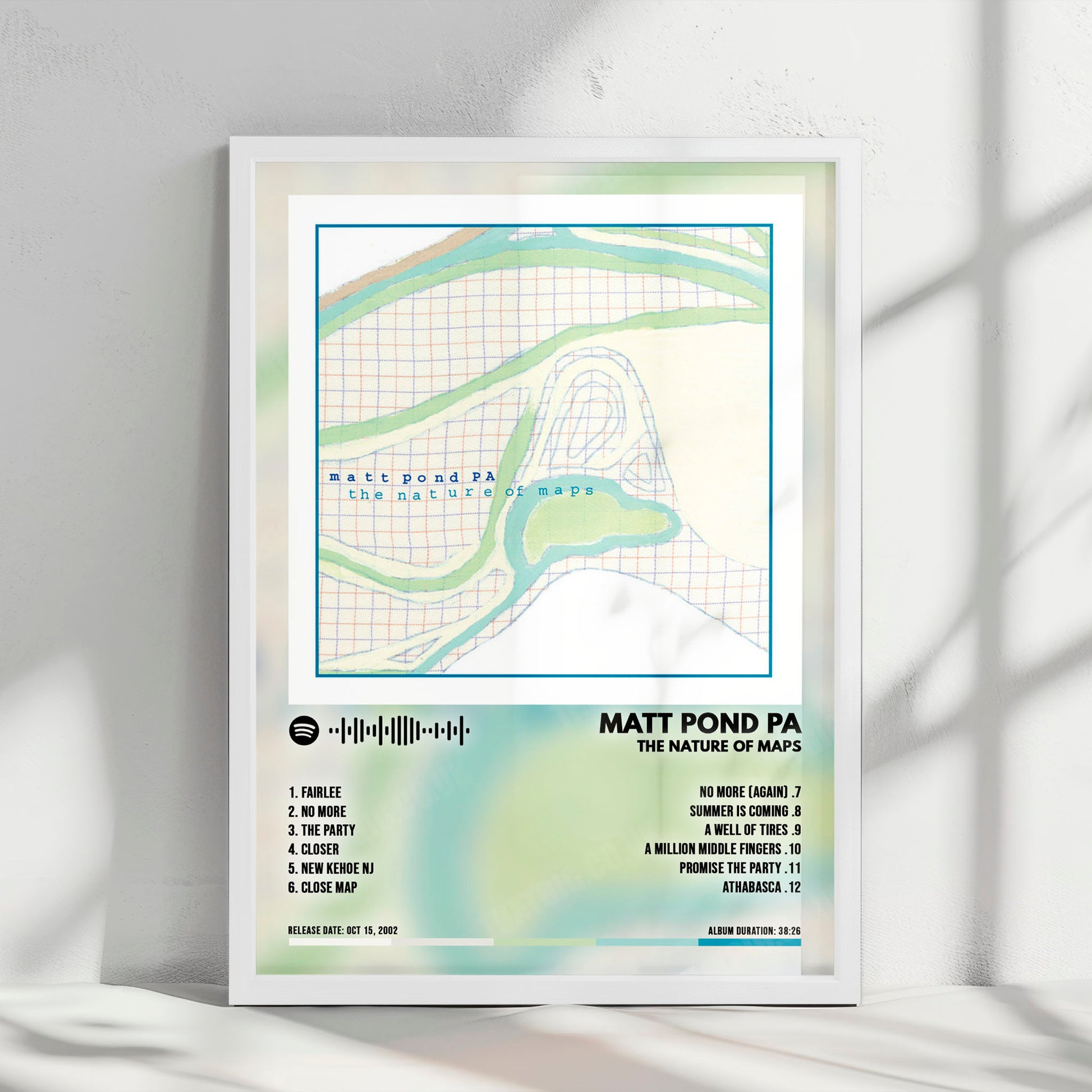 Matt Pond PA "The Nature of Maps" Album Cover Poster - with Complete Tracklist