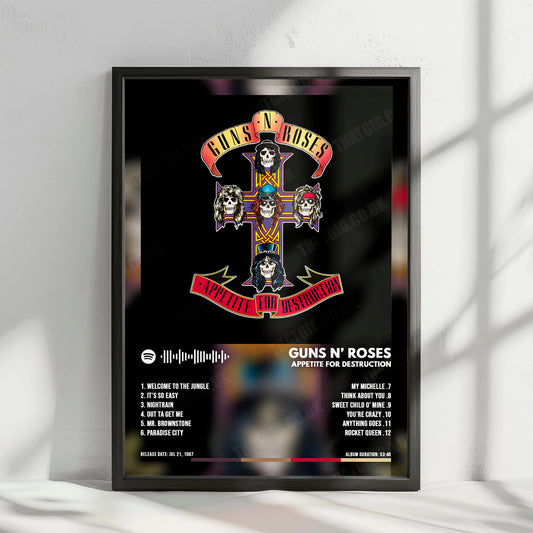 Guns N' Roses "Appetite for Destruction" Album Cover Poster - with Complete Tracklist