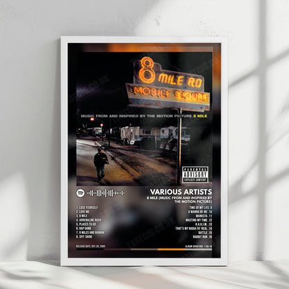 Various Artists "8 Mile: Music from and Inspired by the Motion Picture" Album Cover Poster - with Complete Tracklist