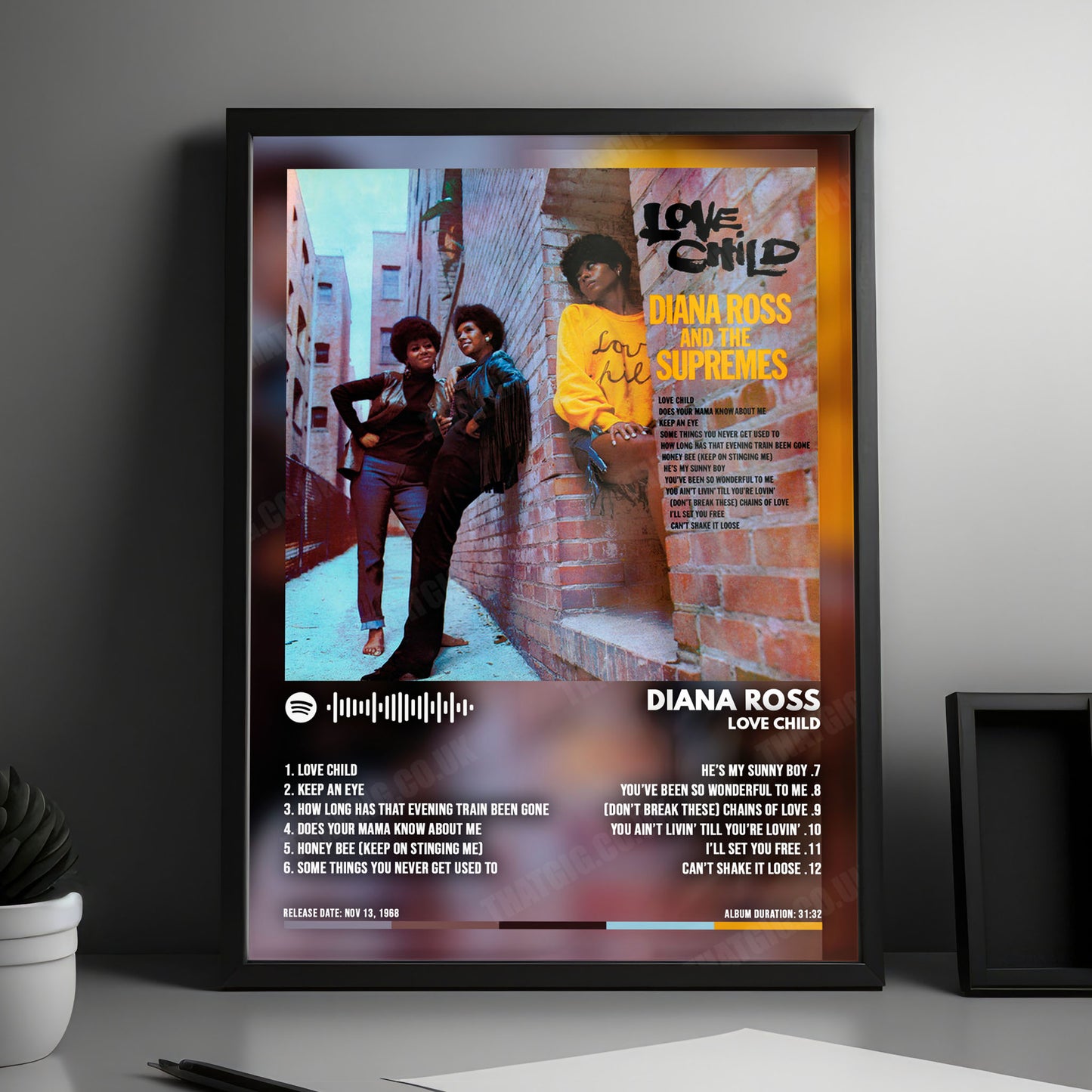 Diana Ross "Love Child" Album Cover Poster - with Complete Tracklist