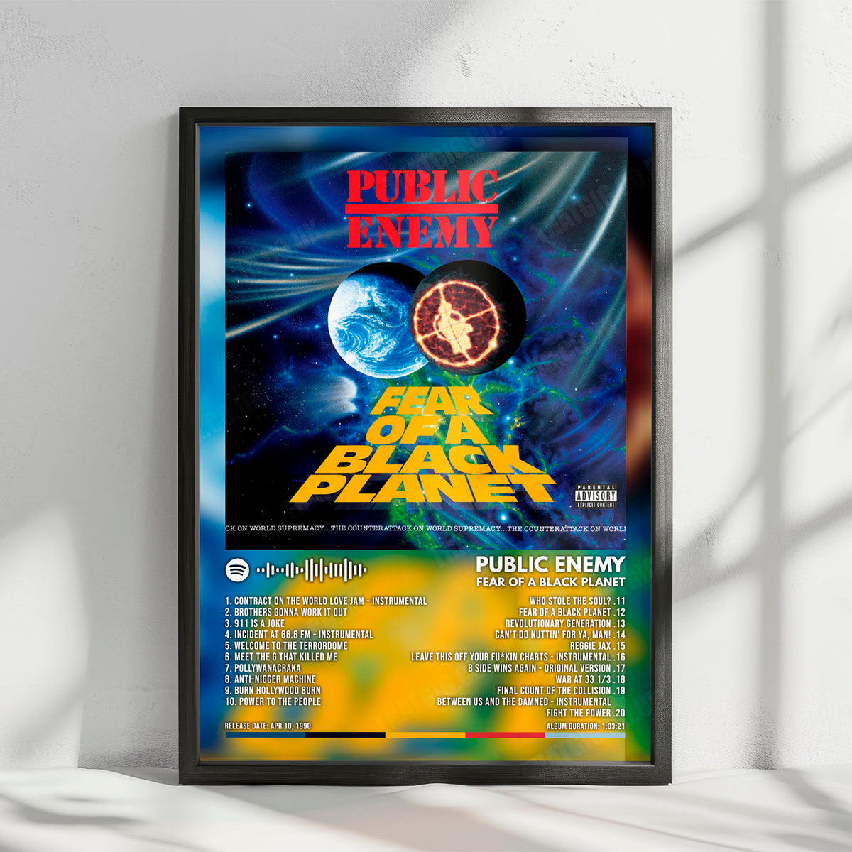 Public Enemy "Fear Of A Black Planet" Album Cover Poster - with Complete Tracklist