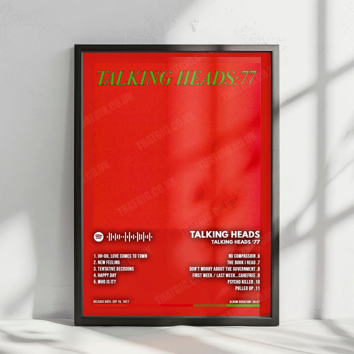 Talking Heads "Talking Heads '77" Album Cover Poster - with Complete Tracklist