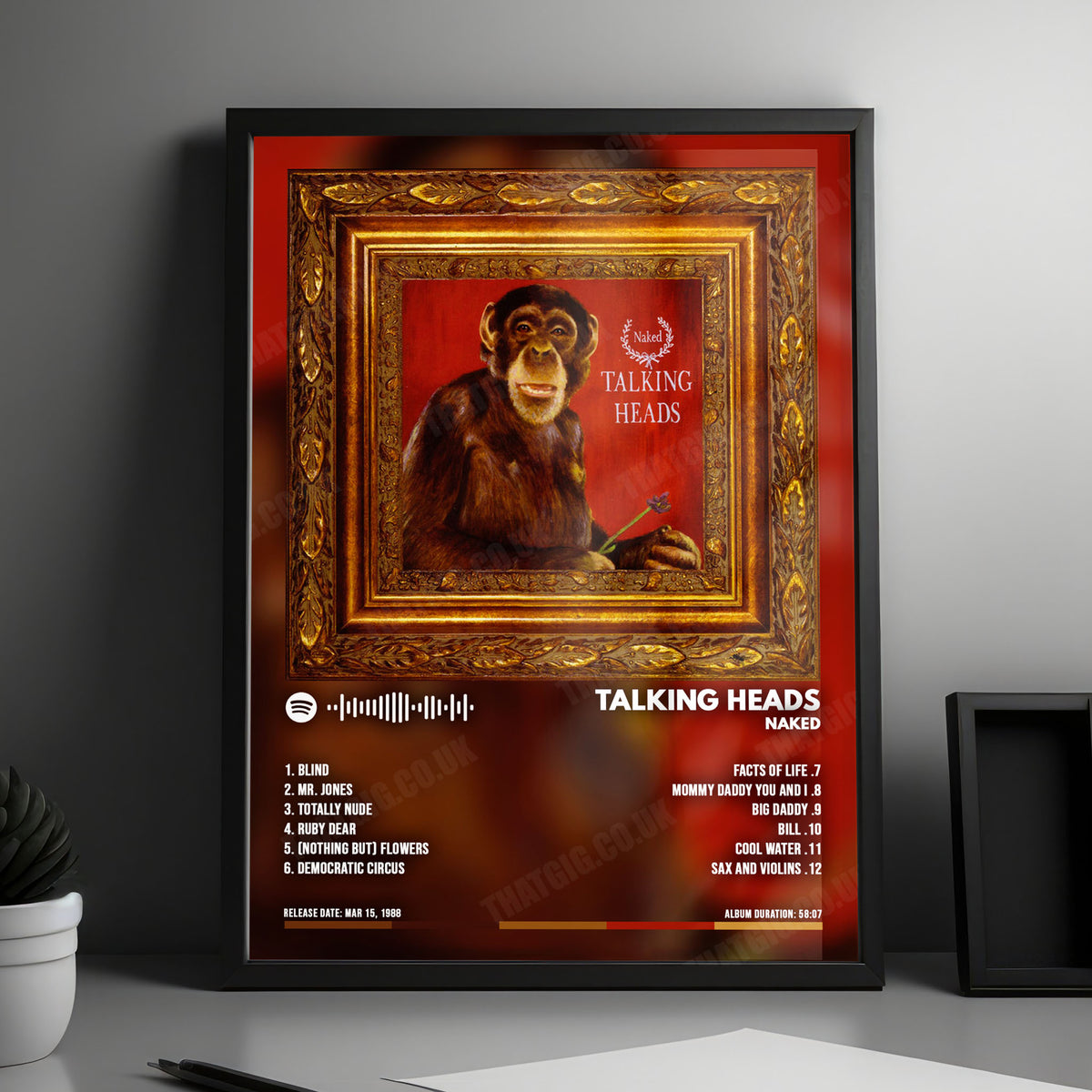 Talking Heads "Naked" Album Cover Poster - with Complete Tracklist