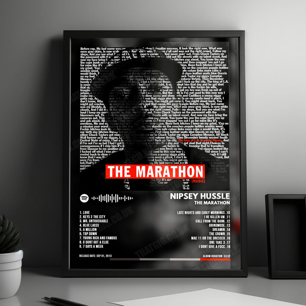 Nipsey Hussle "The Marathon" Album Cover Poster - with Complete Tracklist