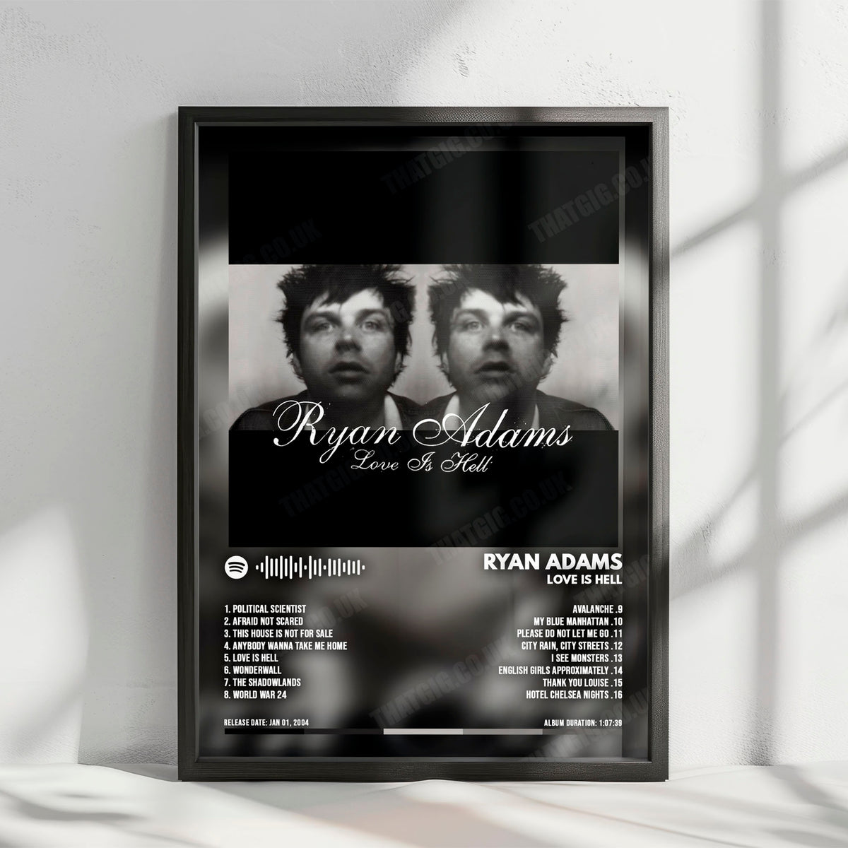 Ryan Adams "Love Is Hell" Album Cover Poster - with Complete Tracklist