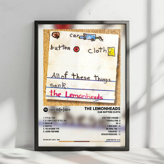 The Lemonheads "Car Button Cloth" Album Cover Poster - with Complete Tracklist