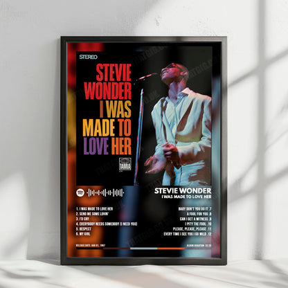 Stevie Wonder "I Was Made To Love Her" Album Cover Poster - with Complete Tracklist