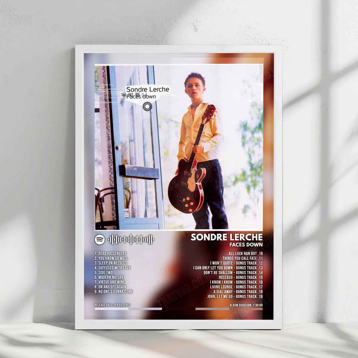 Sondre Lerche "Faces Down" Album Cover Poster - with Complete Tracklist