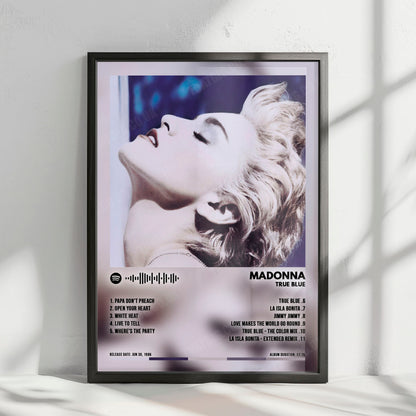 Madonna "True Blue" Album Cover Poster - with Complete Tracklist