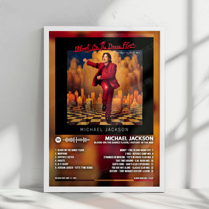 Michael Jackson "Blood on the Dance Floor: HIStory in the Mix" Album Cover Poster - with Complete Tracklist