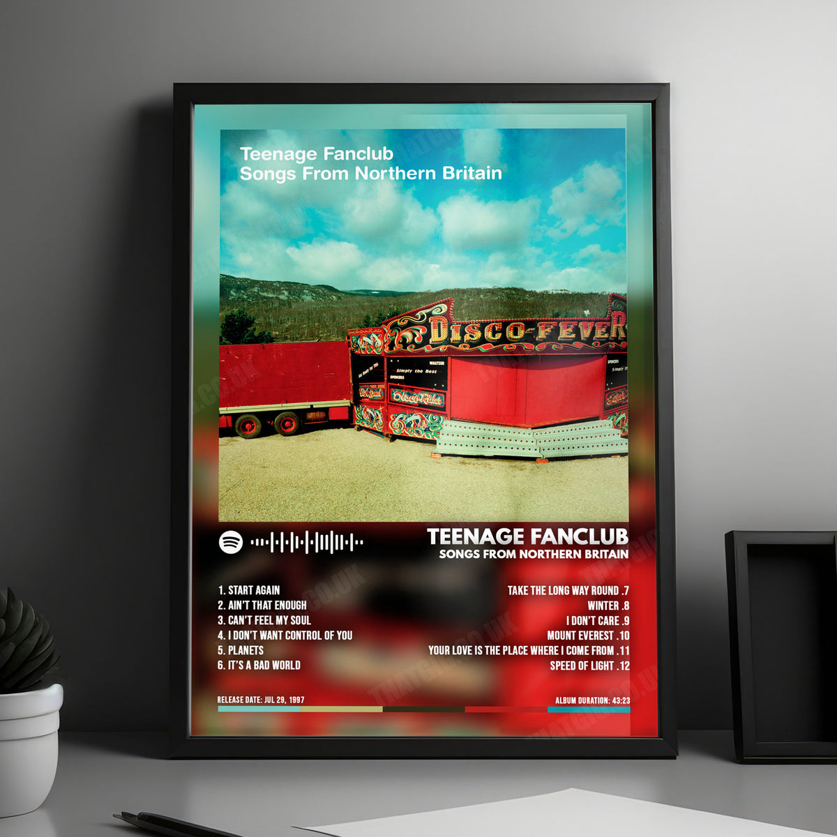 Teenage Fanclub "Songs From Northern Britain" Album Cover Poster - with Complete Tracklist