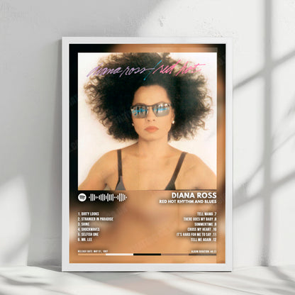 Diana Ross "Red Hot Rhythm and Blues" Album Cover Poster - with Complete Tracklist