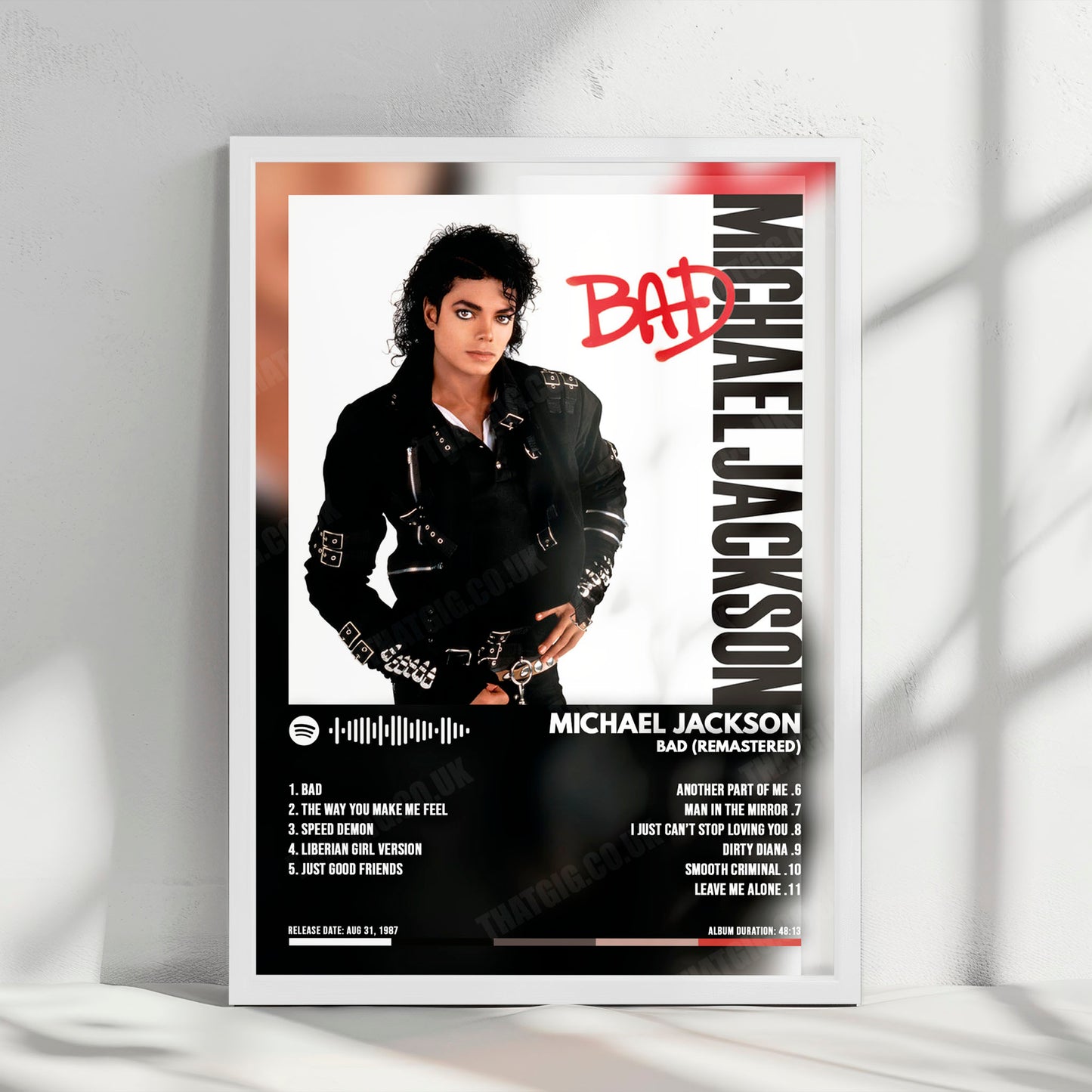 Michael Jackson "Bad (Remastered)" Album Cover Poster - with Complete Tracklist