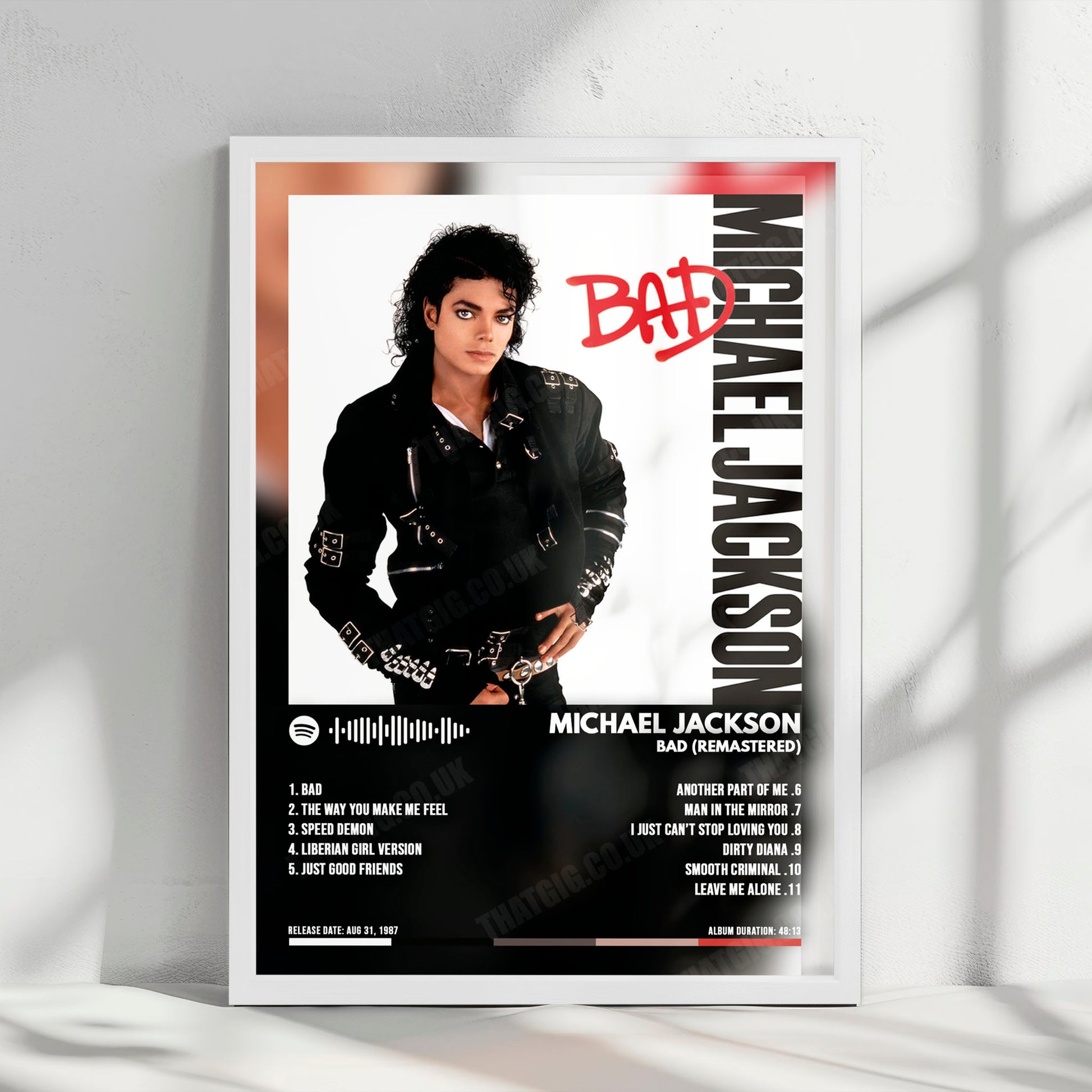 Michael Jackson "Bad (Remastered)" Album Cover Poster - with Complete Tracklist