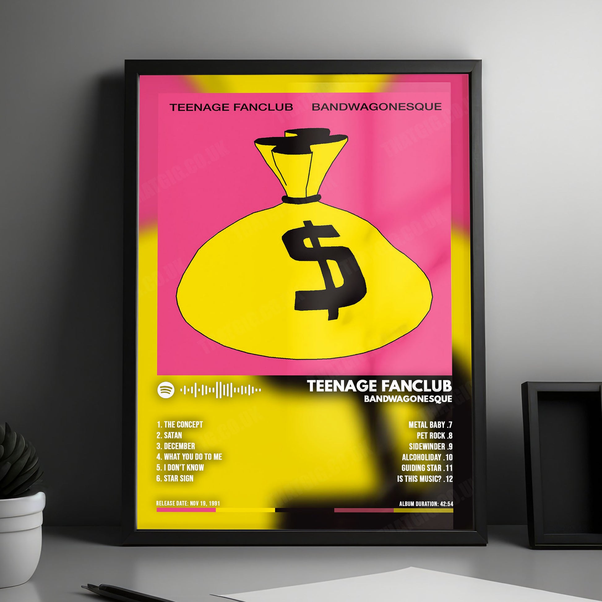 Teenage Fanclub "Bandwagonesque" Album Cover Poster - with Complete Tracklist