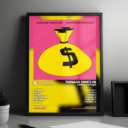 Teenage Fanclub "Bandwagonesque" Album Cover Poster - with Complete Tracklist