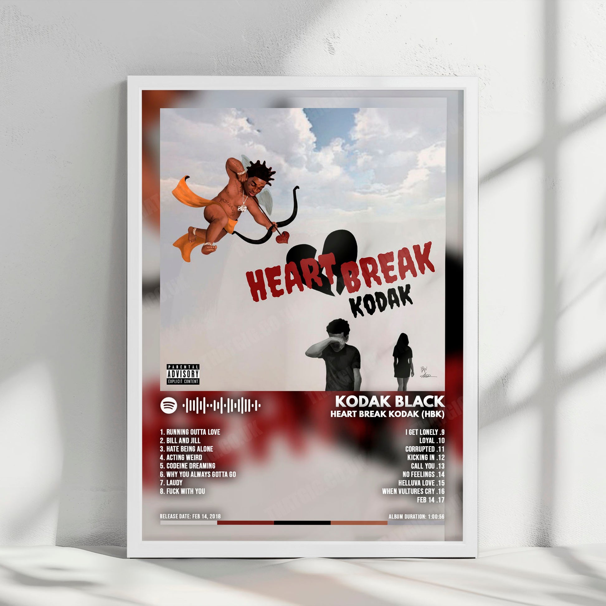 Kodak Black "Heart Break Kodak (HBK)" Album Cover Poster - with Complete Tracklist