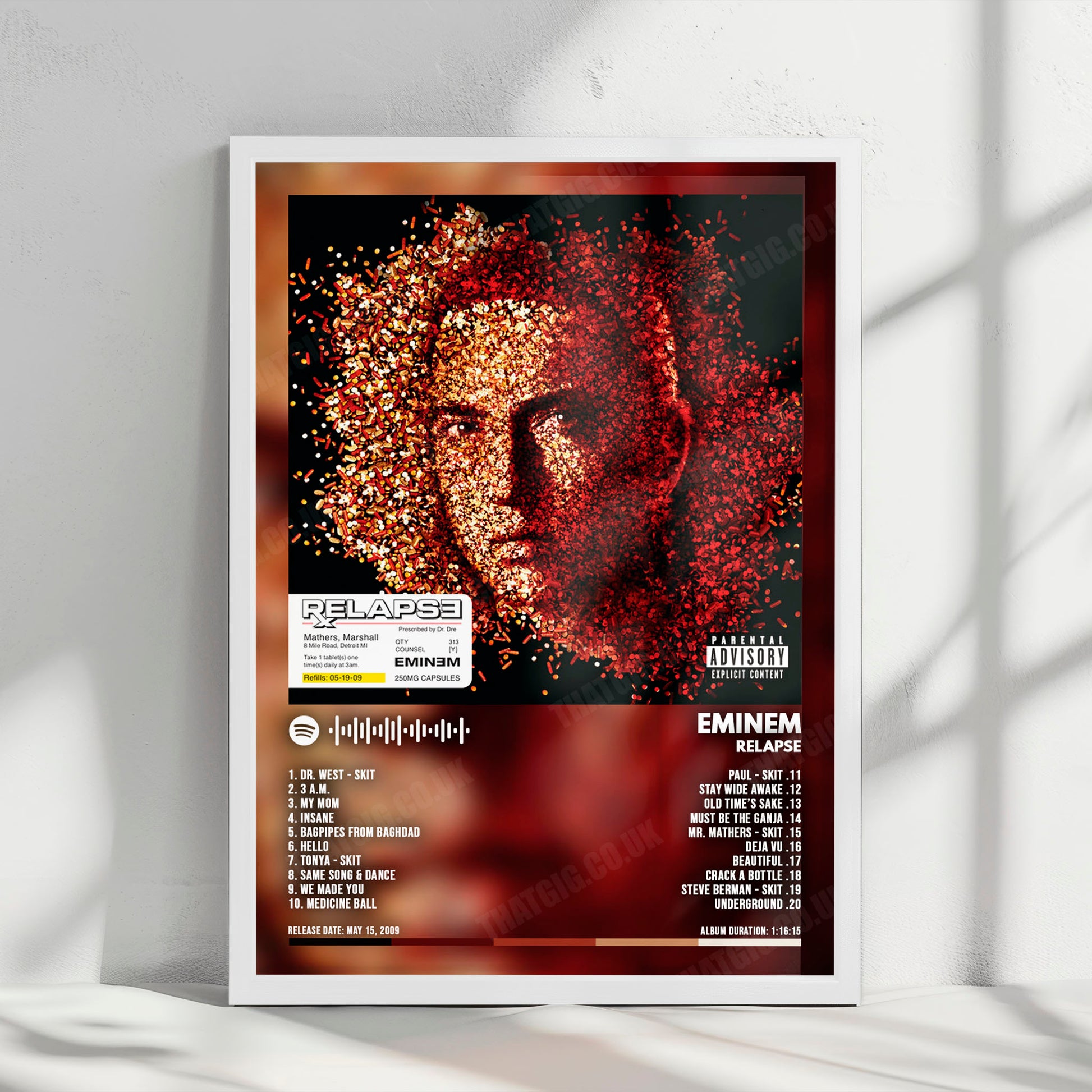 Eminem "Relapse" Album Cover Poster - with Complete Tracklist
