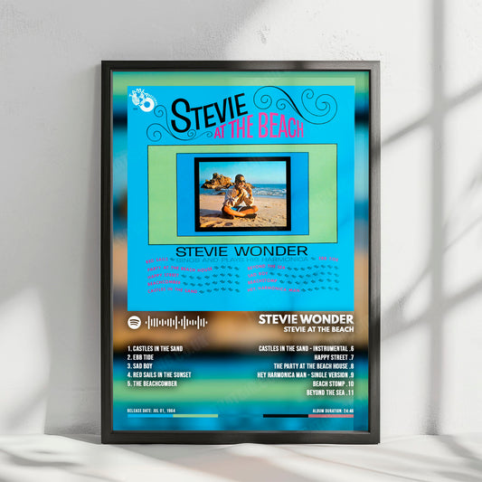 Stevie Wonder "Stevie At The Beach" Album Cover Poster - with Complete Tracklist