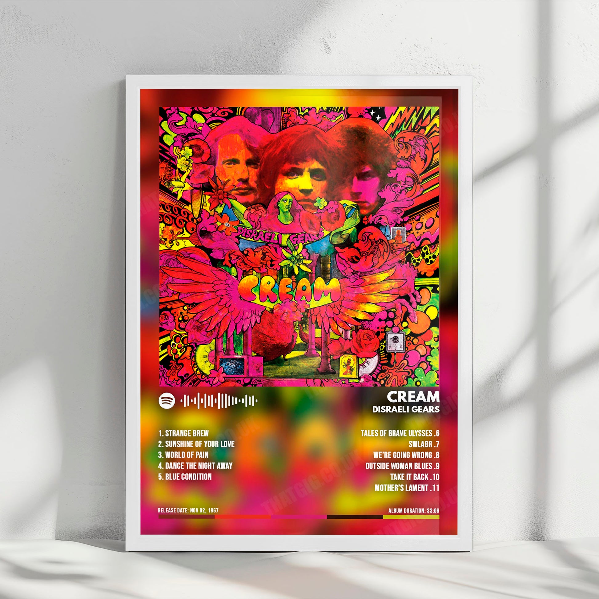 Cream "Disraeli Gears " Album Cover Poster - with Complete Tracklist