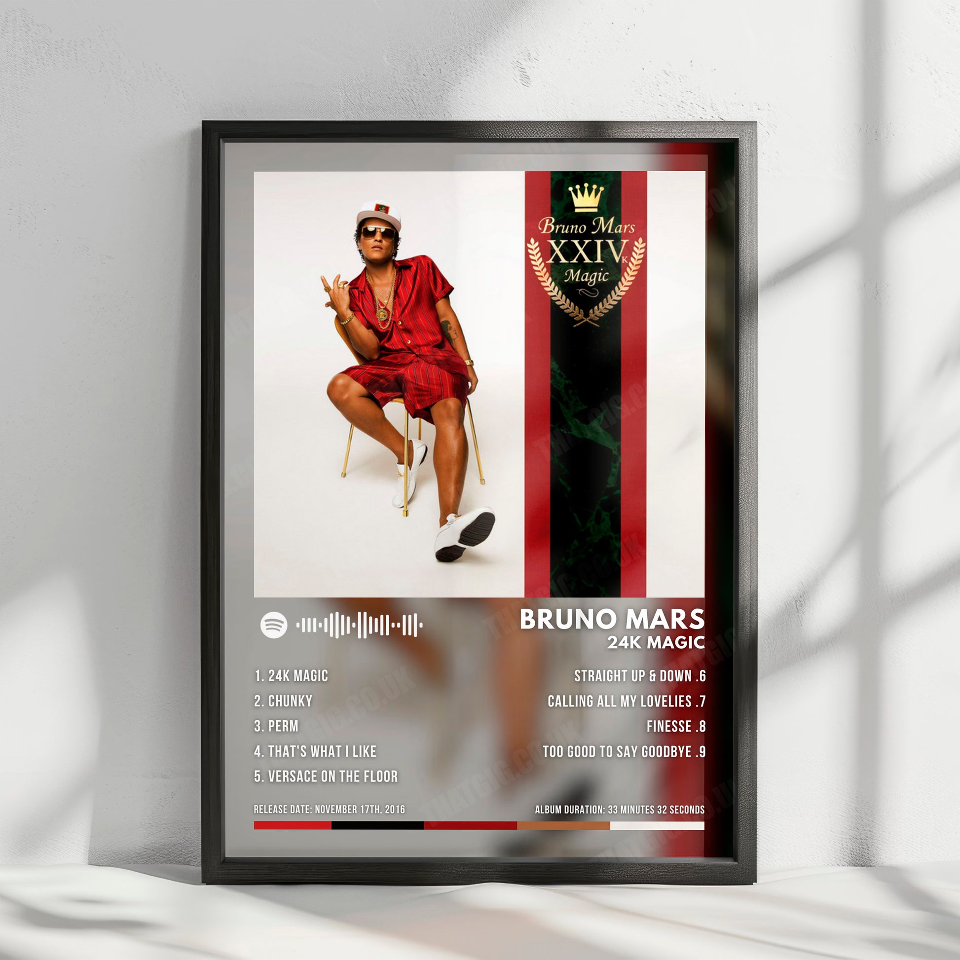 Bruno Mars "24K Magic" Album Cover Poster - with Complete Tracklist