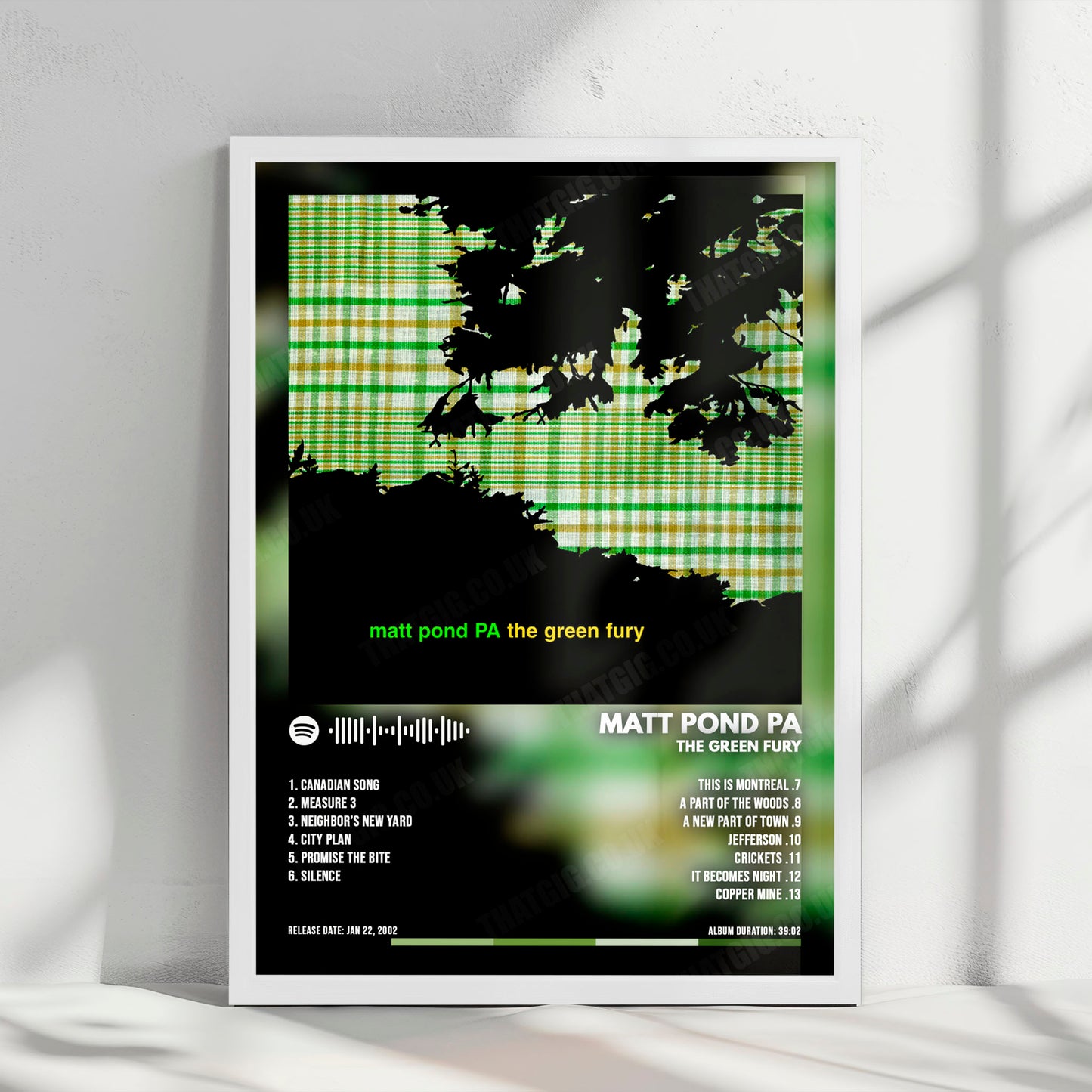 Matt Pond PA "The Green Fury" Album Cover Poster - with Complete Tracklist