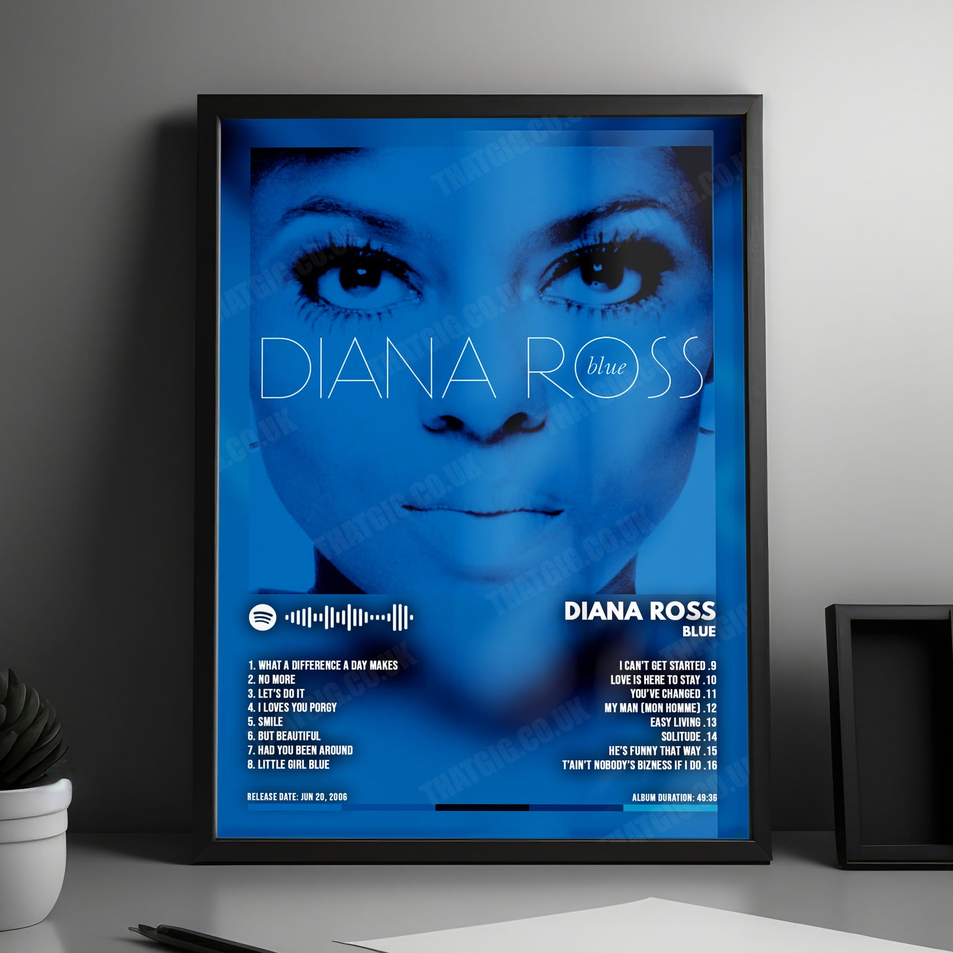 Diana Ross "Blue" Album Cover Poster - with Complete Tracklist