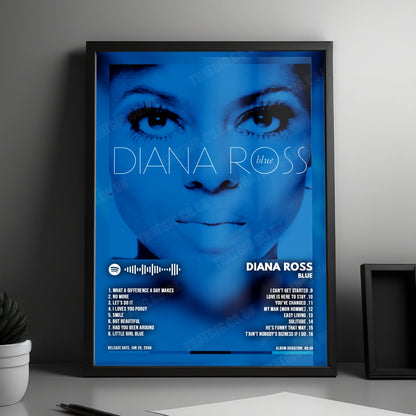 Diana Ross "Blue" Album Cover Poster - with Complete Tracklist