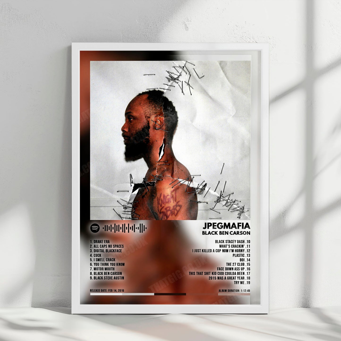 Jpegmafia "Black Ben Carson" Album Cover Poster - with Complete Tracklist