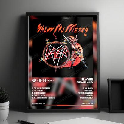 Slayer "Show No Mercy" Album Cover Poster - with Complete Tracklist