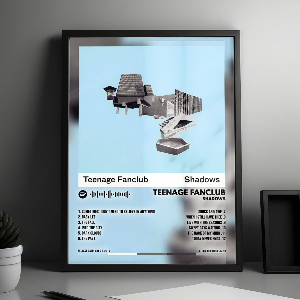 Teenage Fanclub "Shadows" Album Cover Poster - with Complete Tracklist