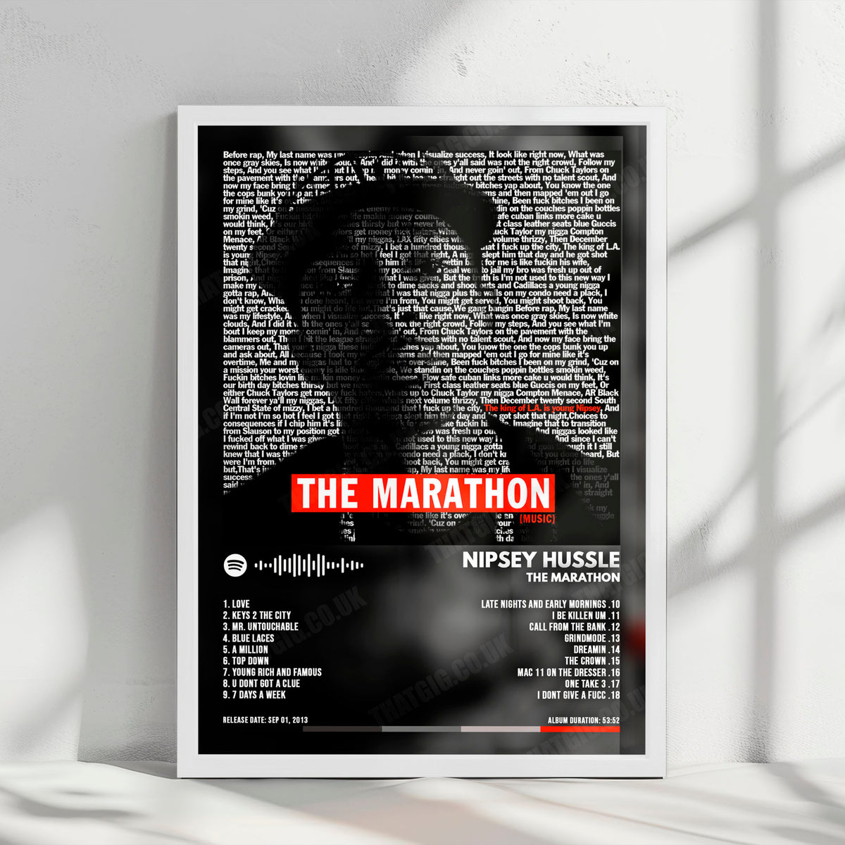 Nipsey Hussle "The Marathon" Album Cover Poster - with Complete Tracklist