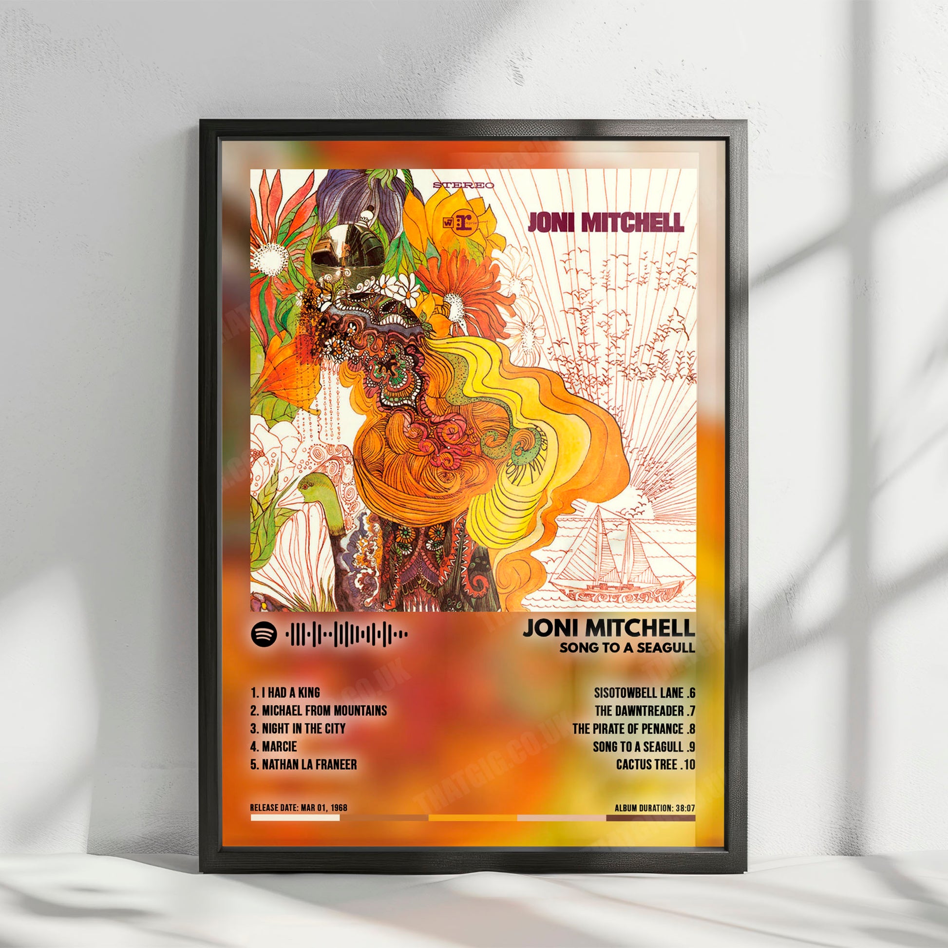 Joni Mitchell "Song to a Seagull" Album Cover Poster - with Complete Tracklist