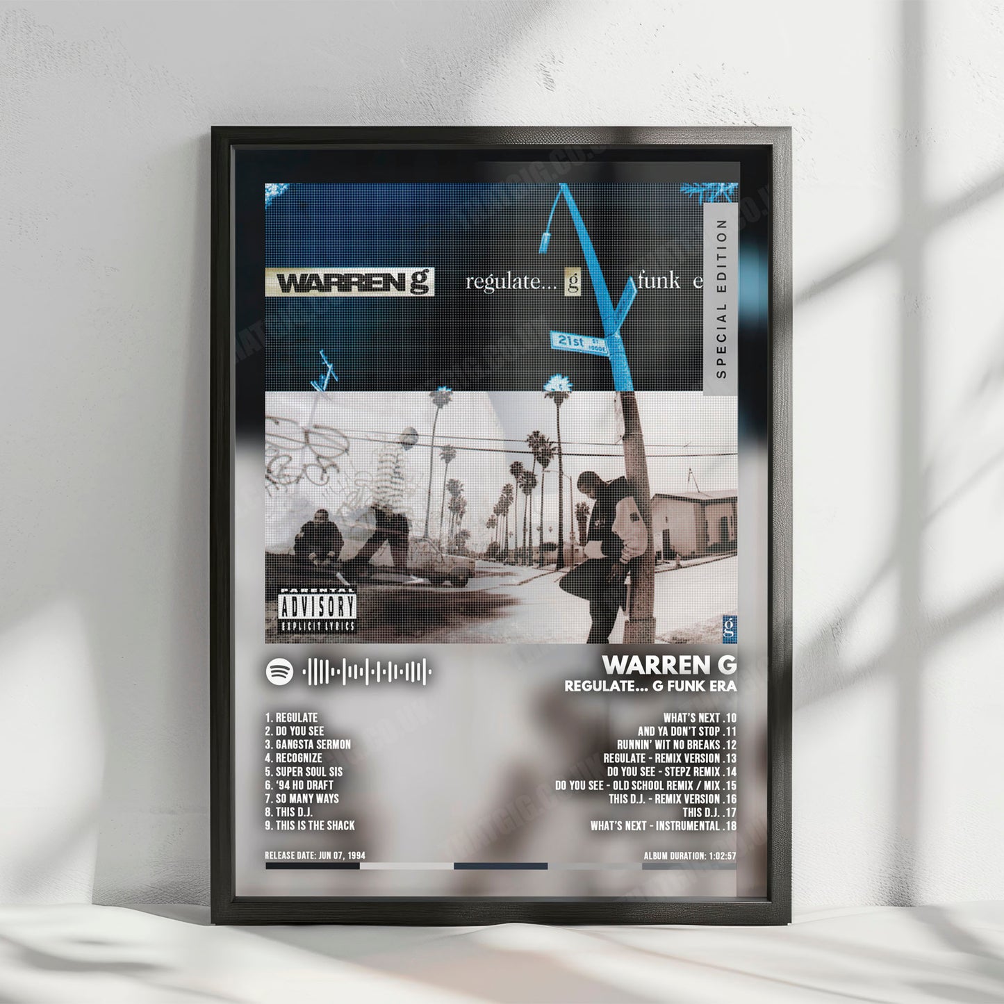 Warren G "Regulate... G Funk Era" Album Cover Poster - with Complete Tracklist