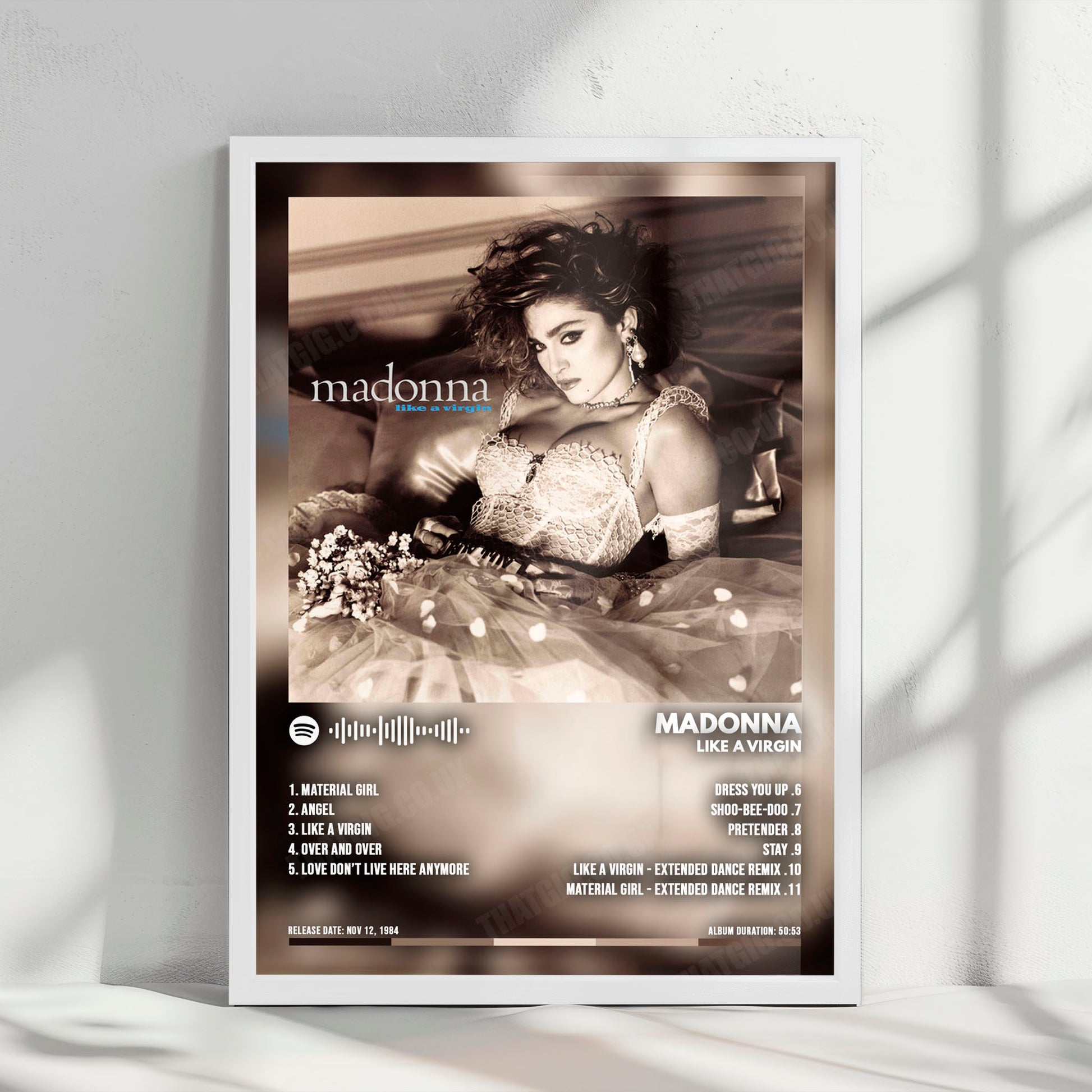 Madonna "Like a Virgin" Album Cover Poster - with Complete Tracklist