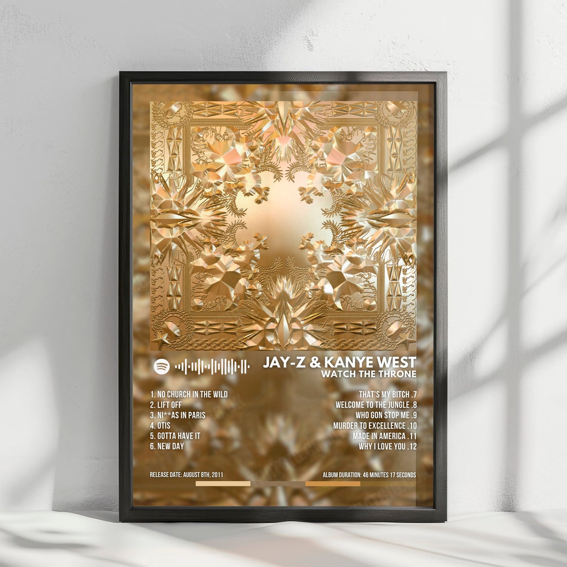 Jay-Z & Kanye West "Watch The Throne" Album Cover Poster - with Complete Tracklist