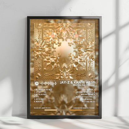 Jay-Z & Kanye West "Watch The Throne" Album Cover Poster - with Complete Tracklist