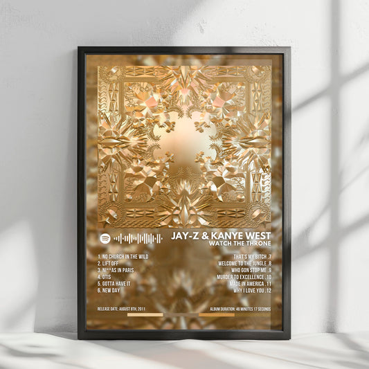 Jay-Z & Kanye West "Watch The Throne" Album Cover Poster - with Complete Tracklist