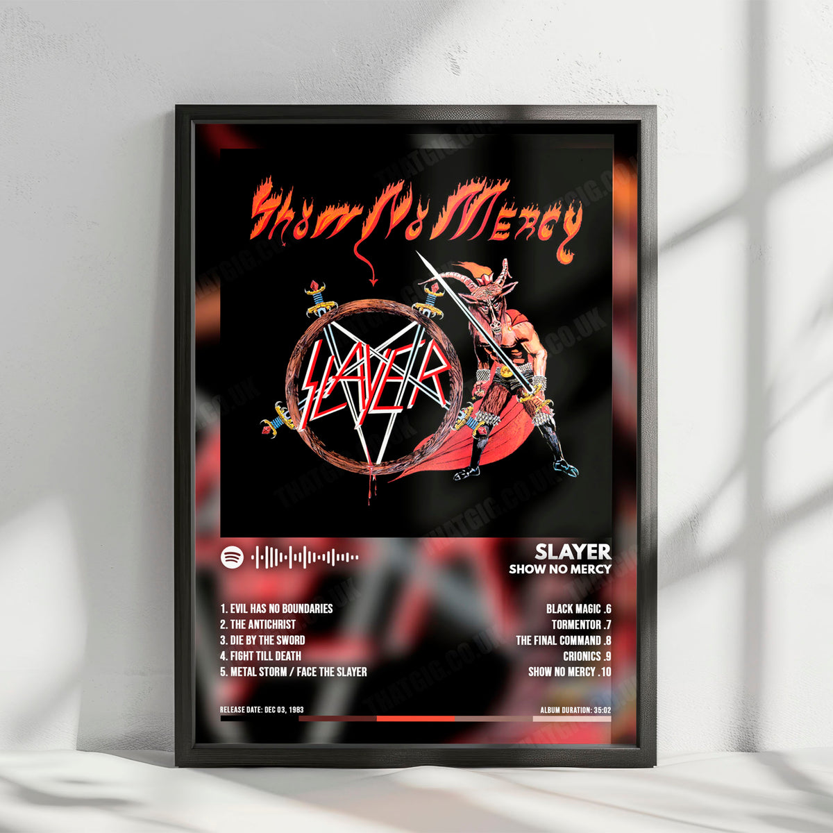 Slayer "Show No Mercy" Album Cover Poster - with Complete Tracklist