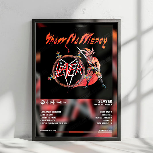 Slayer "Show No Mercy" Album Cover Poster - with Complete Tracklist