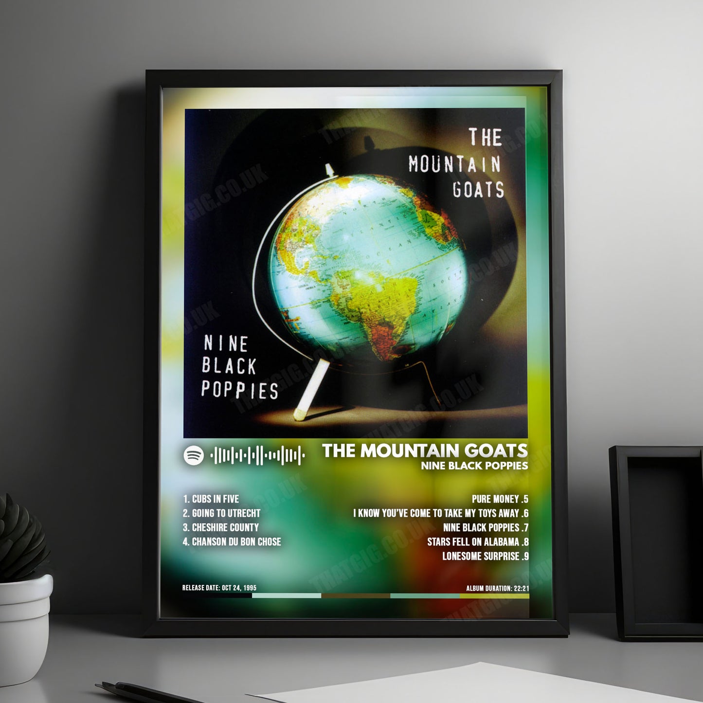 Mountain Goats "Nine Black Poppies" Album Cover Poster - with Complete Tracklist