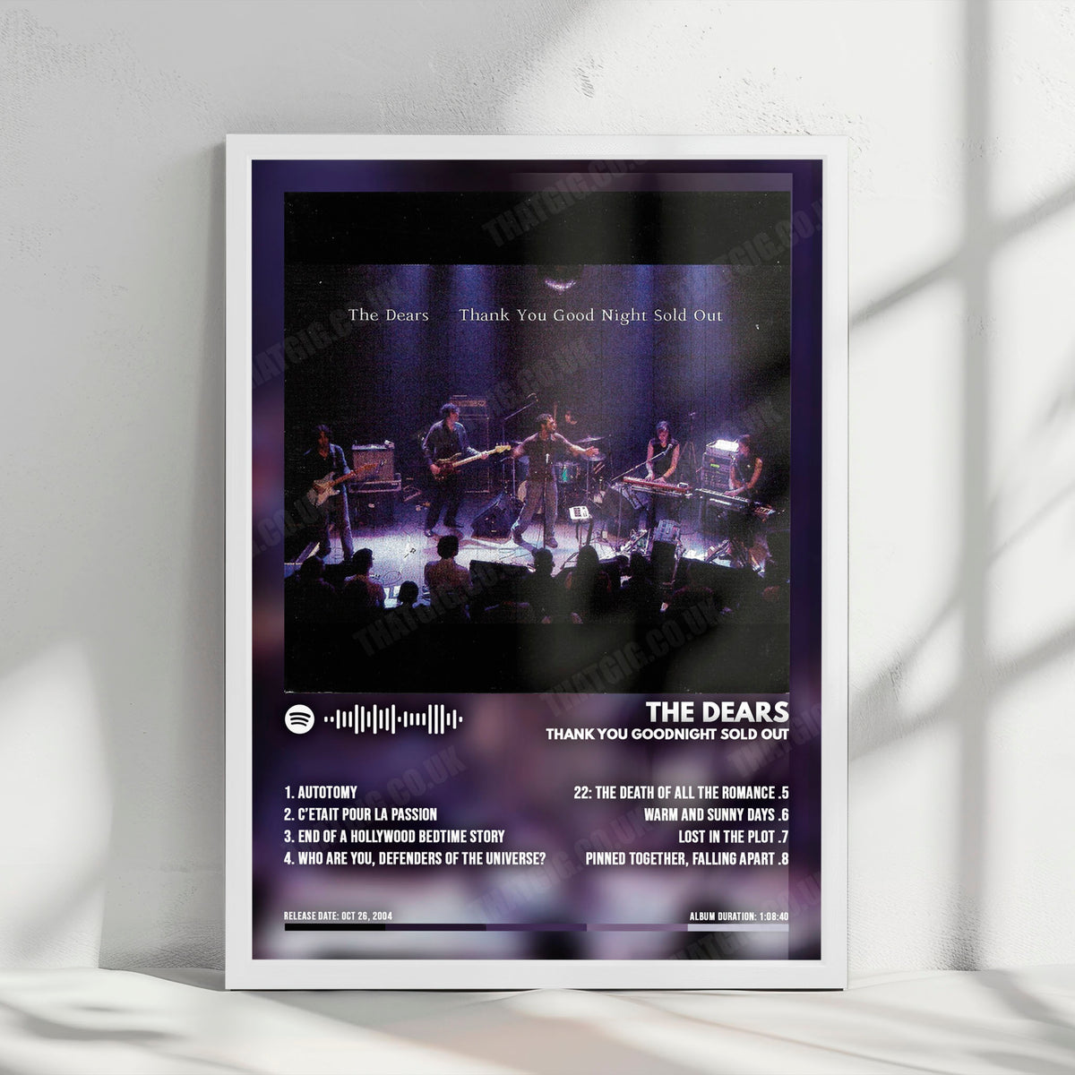 The Dears "Thank You Goodnight Sold Out" Album Cover Poster - with Complete Tracklist