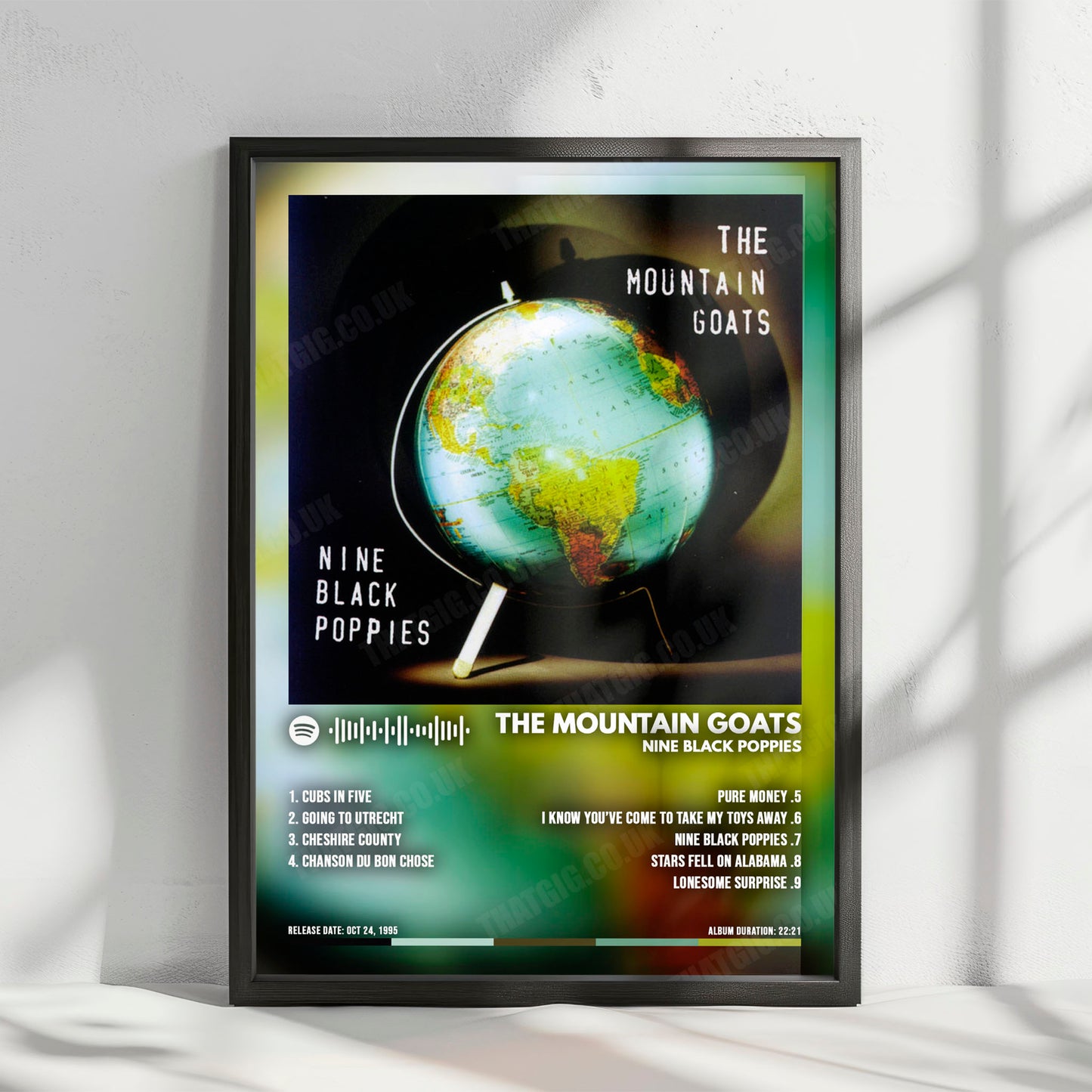 Mountain Goats "Nine Black Poppies" Album Cover Poster - with Complete Tracklist
