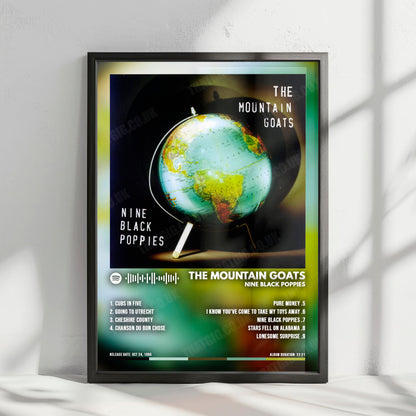 Mountain Goats "Nine Black Poppies" Album Cover Poster - with Complete Tracklist