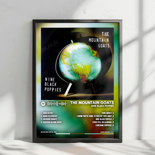 Mountain Goats "Nine Black Poppies" Album Cover Poster - with Complete Tracklist